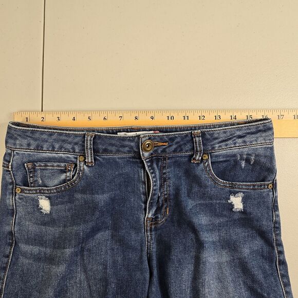 CAbi Curvy Skinny Blue Distressed Womens Jeans Size 10 Mid Rise - Picture 4 of 13
